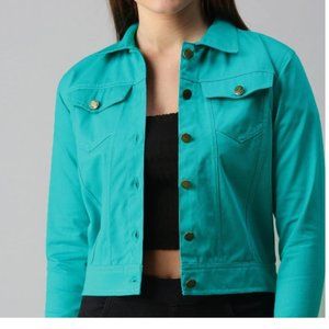 BNWOT TRENDING RUBY RD TEAL TURQUOISE DENIM JACKET